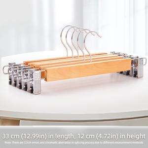 TEMU 6팩 솔리드 우드 팬츠 행거, 미끄럼 방지, 흔적 없는 팬츠 클립, 트라우저, 스커트에 적합한 건조대