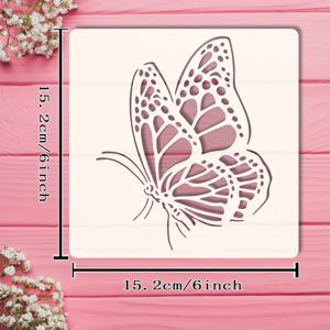 TEMU 1pc 아름다운 나비 스텐실 템플릿 - 6x6 인치 (15.2x15.2cm) 내구성이 뛰어난 폴리에틸렌 테레프탈레이트 공예 홀로우 보드 DIY 공예, 홈 데코, 의류, 목재, 캔버스, 벽 및 더 많은 것에 적합 - 파티 장식, 공예 용품, 장식 패턴, 고품질 재료, 공예 애호가를 위한 완벽한 선택