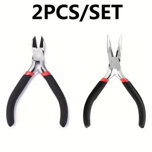 TEMU 2개 세트 5인치 고강도 탄소강 대각형 & 니들노즈 플라이어! 초강력 토크, 날카로운 절단날, 빠른 리셋 기능. 정밀 절단 및 트리밍에 필수적인 전기 유지보수 도구!