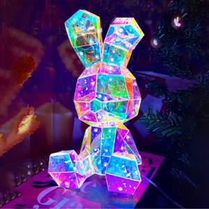 TEMU 토끼 LED 조명, 크리스마스 장식등, 데스크탑 발광 토끼, 빛나는 이스터 버니 디스플레이, 판타지 동화 스타일 조명, USB 및 배터리 박스 듀얼 전원 모드, 축제 분위기 연출용, 할로윈 & 크리스마스 장식품