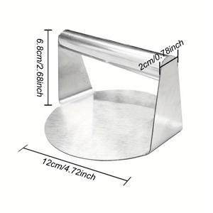 TEMU 1개 스테인리스 스틸 버거 프레스 패티 메이커 - 햄버거, 슬라이더 및 팬케이크용 내열성 핸들 수동 고기 프레스 - 바비큐, 레스토랑 및 가정 요리용 튼튼한 주방 도구 - 식기세척기 사용 가능, 세련된 금속 마감, 쉬운 청소 표면