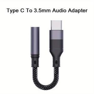 TEMU [ 음질 컨버터] Type-C - 3.5mm AUX 어댑터 (삼성 울트라 시리즈 / 아이패드 프로 2024 / 샤오미 14 / 원플러스 12 호환), 인터페어런스 저항을 위한 알루미늄 합금 쉘, 차량 AUX / 헤드폰 겸용에 적합.