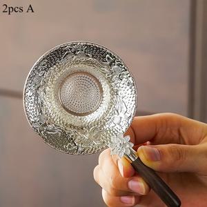 TEMU 2개/세트 스테인리스 티 스트레이너 메쉬 차 거름망 레이스 티 드레인 주방 액세서리 유용한 차 인퓨저