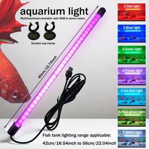 TEMU RGB 수중 양서류 조명 | 다양한 크기 (9.05/12.99/15.74인치), 다기능 색상/모드, 밝기 깜박이, 실내 조명, 애완 수족관 물고기 탱크 조명, 양서류 (물고기, 도마뱀, 거북이) 적합, 배터리 미포함