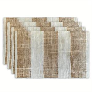 TEMU 4개 세트, 무늬 식탁매트, 브라운 디자인, 내열성, 미끄럼 방지, 접이식, 세척 쉬움, 파티·주방·캠핑용, 실내외 사용 가능, 크리스마스·발렌타인데이 등에 완벽한 장식품