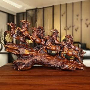 TEMU 1pc 우아한 여덟 말 레진 조각품, 클래식 스타일 테이블탑 장식, 거실, TV 캐비닛, 사무실, 집들이 엘리펀트 장식 선물, 말 장식, 추수감사절