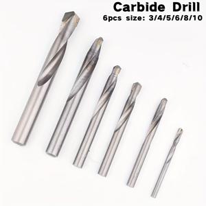 TEMU 6개 세트 카바이드 드릴, 3/4/5/6/8/10mm 라운드 샹크 비트 – 텅스텐 스틸 팁, 금속, 스테인리스, 얇은 철재, 주철 및 아연 도금 파이프용 – DIY 프로젝트에 적합한 핸드 드릴 호환