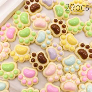 TEMU 29개 파스텔 고양이 발바닥 비즈 - 귀여운 DIY 공예, 액세서리 만들기, 휴대폰 케이스 & 헤어클립 장식용 핑크, 블루, 그린 하드 레진 비즈 - 반려동물 애호가, 생일, 결혼식, 선물, 수제 액세서리, 매끄러운 마감, 크래프트 소품, 선물 쇼퍼