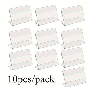 TEMU 10팩 아크릴 가격표 홀더 - L자형 투명 사인 디스플레이 스탠드, 방수 기능, 사무실 및 식당 설정에 이상적, 소매점, 가격표 디스플레이 및 비즈니스 조직에 완벽, 소매점 디스플레이 스탠드|투명 디자인|아크릴 구조