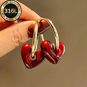 TEMU 여성용 항알러지 프렌치 스타일 스테인리스 스틸 귀걸이 - KC 저자극성 주얼리, 퇴색 방지 민감한 피부에 적합한 라이트 베이지, 우아한 스타일 데일리웨어, 파티 & 크리스마스 선물 (사계절용) - 우아하고 내구성 있는 귀걸이