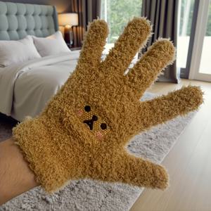 TEMU 여성용 방한 겨울 장갑 - 귀여운 곰 자수 디자인, 두꺼운 벨벳 소재, 고신축성 핑거리스 장갑 (사이클링 및 야외 활동용), 크리스마스 & 할로윈 선물