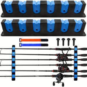 TEMU 2개 세트 낚싯대 홀더, 차고 낚싯대 거치대, 낚싯대 스트랩 2개 및 나사 4개 포함, 보트 및 차고용, 벽걸이형 수평 낚싯대 보관대, 낚싯대 정리 랙