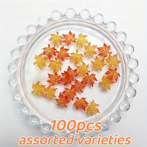 TEMU 100개 레진 메이플 리프 비즈 - 생동감 넘치는 가을 색상, DIY 주얼리 만들기, 수제 매니큐어, 가을 액세서리에 완벽, DIY 주얼리 만들기 재료 | 생동감 있는 비즈 색상 | 생동감 있는 비즈 디자인, 주얼리 만들기용 비즈