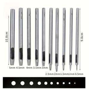 TEMU 10개 철제 가죽 펀칭 세트, 벨트용 수동 DIY 공예 도구, 라운드 홀 펀처, 홀 펀칭 머신, 도매 가죽 공예 액세서리, DIY 공예 재료|슬림한 메탈릭 마감|내구성 있는 철 구조, 가죽 공예 도구
