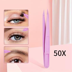 TEMU 50개 일회용 핀셋 - 인조 속눈썹 & 속눈썹 연장용, 고탄성 플라스틱 정밀 팁 핀셋, 데일리 메이크업, 네일 아트, 매니큐어 & 페디큐어용 - 무향, 전원 불필요, 뷰티 도구, 세련된 디자인, 내구성 있는 구조, 핀셋