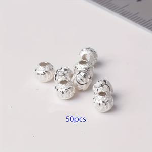 TEMU 50개 은색 라운드 구리 조각 스페이서 비즈, 팔찌/목걸이 DIY 주얼리 액세서리용, 발렌타인데이/생일 선물, 빈티지 스타일. 비즈 및 비즈 어소르트먼트