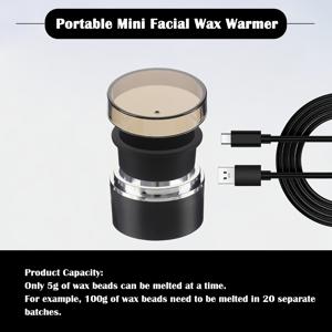 TEMU 10ml 미니 USB 왁스 워머 히터 + 실리콘 팟 - 휴대용 빠른 10분 히터, 얼굴, 눈썹, 입술, 비키니, 겨드랑이 왁싱용 - 세척 쉬움, 컴팩트 디자인, 가정 및 여행용