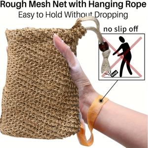 TEMU 6개입 각질 제거 비누백 - 린넨 메쉬 샤워 & 목욕 액세서리, 무향성 부드러운 클렌징, 내구성 강한 사용 편의, 민감한 피부에 완벽한 라이트 베이지, 심플 디자인, 천연 질감