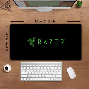 TEMU 1개 레이저 게이밍 마우스 패드 - 미끄럼 방지 고무 베이스, 세탁 가능한 표면, 그린 레이저 로고 & 블랙, 사무실/학교용 내구성 데스크 매트, 게이머 및 전문가를 위한 이상적인 선물, 부드러운 질감 표면