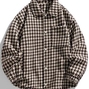 TEMU 남성용 블랙 & 화이트 하운드투스 자켓 - 버튼 프론트 캐주얼 , 논스트레치 원단, 클래식 라펠 칼라 & 사이드 포켓 - 오피스, 파티, 외출용 정장 및 일상복 - 봄/가을 코트, 폴리에스터 안감, 루즈핏, 내구성 있는 소재, 스타일리시 코트, 도시 스타일