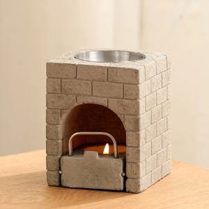 TEMU 정사각형 시멘트 향기 홀더 - 수제 벽돌 오일 램프 왁스 워머, 명상 및 휴식을 위한 비전기식 가정용 양초 홀더, 장식적인 조약돌 디자인, 배터리 불필요, 향기 홀더