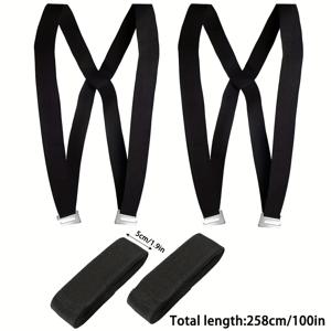 TEMU 4개 세트 헤비듀티 가구 이동 스트랩 - 조절 가능한 블랙 숄더 스트랩, 두꺼운 내구성 폴리에스터 소재, 가전제품 및 무거운 물건 운반용 - 홈 오피스 이사 안전 리프팅 도구 (양손잡이 디자인)