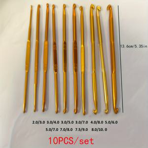 TEMU 10개 크로셰 훅 세트, 알루미늄 핸들링이 있는 양면 뜨개질용 이쑤시개, 실 크로셰, 더블엔드 크로셰 훅, 대형 크로셰 훅 세트