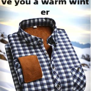 TEMU 남성용 기모 셔츠 - 긴소매 버튼업 체크 셔츠, 클래식 칼라, 가을/겨울용 논스트레치 원단, 오피스, 파티, 파티 복장, 오피스룩, 튼튼한 구조, 따뜻한 상의, 프로페셔널 남성