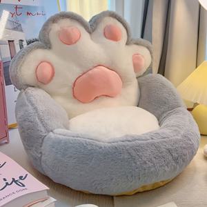 TEMU 크라운 캣 파우 플로어 쿠션, 부드러운 폴리에스터, 중간 단단함, 게이밍 의자, 독서 베개, 휴식용 라운징에 이상적 | 플러시 커버 | 텍스처