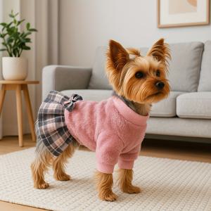TEMU 작은 암컷 강아지를 위한 따뜻한 겨울 강아지 스웨터 드레스 - 치와와, 요크셔, 하바니즈에 적합한 포근한 강아지 의상 스웨터 - 세탁기 사용 가능한 애완동물 옷|강아지옷