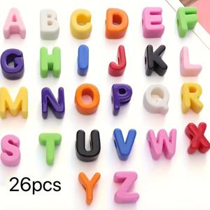TEMU 26개 대형 구멍 문자 비즈 - 대문자 & 소문자 알파벳 비즈 (A-Z), 밝은 색상 - DIY 키체인, 보석 제작, 학교 프로젝트용 - 내구성 있는 아크릴 비즈 공예용 - 우산 로프, 끈, 실과 호환 가능 - 초보자 및 전문가에게 이상적, 공예용 비즈, 키체인 제작, 재미있는 디자인, 매끄러운 질감, 비딩 용품, 창의적인 취미