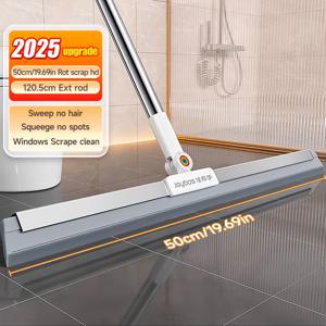 TEMU 회전 헤드가 있는 3-in-1 매직 빗 - 바닥, 유리 및 욕실용 스퀴지, 스크럽 & 와이프 - 내구성 있는 PP & 세라믹, 가정 청소용 인체공학적 핸들, 현대적인 청소 도구, 튼튼한 청소 도구