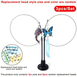 TEMU 3개 세트 새 고양이 장난감 - 물고기, 쥐 & 나비 디자인 핸즈프리 인터랙티브 토이, 강력한 흡착컵, 긴 손잡이 이중 막대, 소리 감지 애완동물 액세서리, 고양이 사냥 목줄, 자가 놀이용 장난감, 생일 선물, 인조 깃털 소재 (폴리에스터/스틸/플라스틱), 랜덤 교체 헤드 사이즈 포함