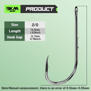 TEMU 100개 9KM DWLIFE 바이트홀더 낚시대 - 긴 샹크 바벳 베이크 바이트 후크, 2개의 바브가 있는 블랙 카본 스틸 오프셋 지그 후크, 바스, 트라우트, 캣피쉬용 내구성 있는 낚시대, 해수 및 민수용, 매끄러운 메탈릭 마감, 고품질 후크, 커틸피쉬 후크, 바다 낚시 장비