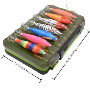 TEMU 14개 발광형 오징어 미끼 + 나무새우 바이트 - 야간조명 수중/담수용, 생동감 있는 색상 & 고품질 폴리에스터 소재의 문어·해양낚시·참치·고등어·송어를 위한 사계절 다목적 루어