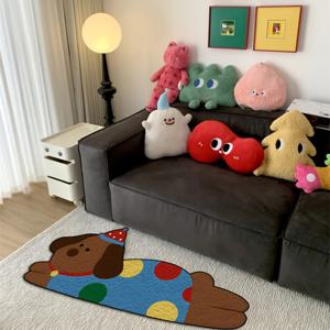 TEMU 1개 그레이 귀여운 카툰 강아지 패턴 유럽 스타일 매트, 크리스마스 장식, 거실 침실 주방 옷장용 매트, 실내/야외 현관 도어매트, 홈 데코