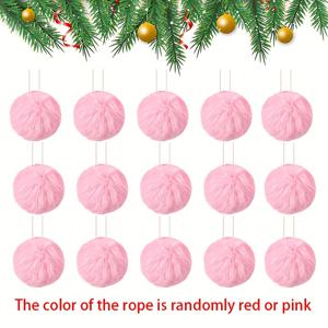 TEMU 15개 소프트 핑크 크리스마스 장식 - 트리, 벽장, 화환용 우아한 행잉 볼 - 전기 불필요, 간편한 걸이 루프 - 실내/외 휴일 장식을 위한 내구성 있는 인조 모피 장식 - 가정, 파티 또는 선물 포장에 적합