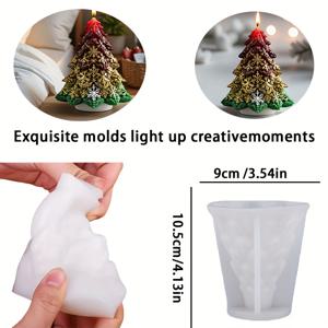 TEMU 1개 크리스마스 트리 실리콘 몰드, 눈꽃 & 소나무 봉지 디자인 - 재사용 가능한 매끄러운 표면 양초 & 레진 몰드, 공예용, 내구성 좋은 유연한 소재, 양초용 크리스마스 몰드, 눈이 내린 창문 장면, 섬세한 장인 정신
