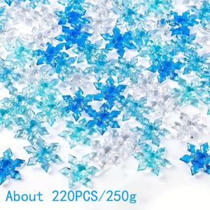 TEMU 220개/250g 겨울 아크릴 눈꽃 장식품 3D 블루 반투명 눈꽃 보석 크리스마스 펜던트 비즈 공예용 꽃병 필러, 결혼식, 파티 장식, 테이블 장식
