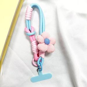 TEMU 휴대폰 랜야드 짧은 손목 스트랩 벨 참 휴대폰 코드 조절 가능한 컬러풀 브레이드 로프 팔찌와 반지용 듀얼 사용, 컬러풀 도파민 짧은 랜야드 휴대폰 스트랩 귀여운 꽃 키체인 및 분실 방지 만화 디자인