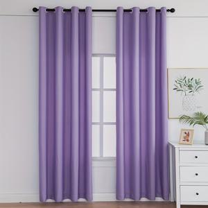 TEMU 1패널 솔리드 라벤더 커튼 - 침실용 무선 그로멧 탑 열차단 드레이프, 보라색 창문 커버, 도어 패널 호환, 쉬운 설치 (도구 불필요) - 부드러운 보라색 쉐이드