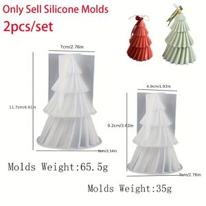 TEMU 크리스마스 트리 실리콘 몰드 세트 2개 - DIY 캔들, 비누, 레진 공예에 이상적 - 축제 휴일 홈 데코, 에폭시 레진 - 창의적인 수제 선물 몰드 - 석고 몰드, 축제 공예 | 축제 디자인 | 내구성 있는 실리콘, 크리스마스 트리 몰드, 스파이럴 크리스마스 트리 몰드, 크리스마스 몰드