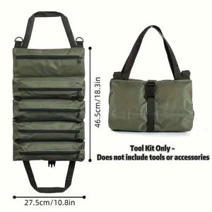 TEMU 두 가지 스타일 제공 - 간단한 수납백(구획 없음) & 롤업 툴 파우치 - 옥스포드 원단 정리함, 정비사, 목수 등에 적합 - 내구성, 휴대성, 스타일리시한 산업용 안전 장비, 5구획 롤업 툴 파우치로 도구 정리 가능