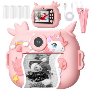 TEMU 다양한 필터, 인화 용지 3롤, 선물, 48MP 사진 촬영, 1080P 비디오 녹화, 1200mAh 대용량 배터리, 16배 줌, 흑백 인쇄 모드를 갖춘 프린트 카메라. 어린이 생일 선물, 크리스마스 선물, 선물로 최고입니다., 레트로 디지털 카메라, 디지털 카메라, 미니 디지털 카메라, 어린이 카메, 소형 카메라, 초소형 카메라