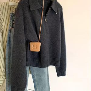 TEMU 레이지 빈티지 하프 지퍼 POIO 라펠 루즈 풀오버