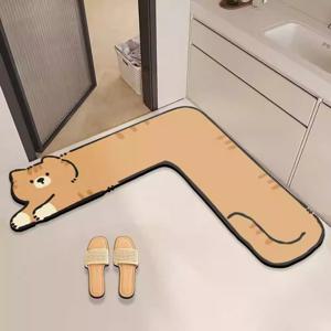 TEMU 1개 갈색 아기 고양이 심플 귀여운 만화 창의적인 패턴, 코너 규조토 먼지 매트, 욕실 미끄럼 방지 흡수 도어 매트, 크리스마스 장식, 현관, 주방, 침실, 세탁실, 욕실, 샤워실 카펫에 적합