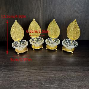 TEMU 대형 잎 모양의 우아한 금색 철제 양초 홀더 4개 세트. 로맨틱한 결혼식, 크리스마스, 할로윈, 발렌타인데이와 같은 다양한 기념일에 장식하기에 완벽합니다.