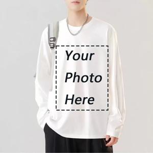 TEMU 남성용 맞춤형 사진/텍스트 개인화 티셔츠 - 나만의 사진, 로고, 메시지를 추가하세요 - 세탁기 사용 가능한 긴팔 셔츠 - 사계절 캐주얼 & 포멀웨어 - 브랜딩, 커스텀 티셔츠, 남성용 티셔츠, 남성 의류
