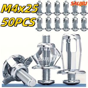 TEMU 50pcs Ja Nut Assortment Kit, M4 M5 M6 Zinc Plated Flower Type Rivet Nuts, Blind Hole Anchors for Hollow Wall/et Metal/Linse Plate/Advertisement Board Fastener