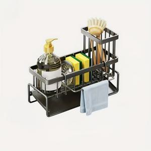 TEMU 녹슬지 않는 304 스테인리스 스틸 싱크대 수납 랙 | 주방 싱크대 및 조리대에 적합, 조리 도구 및 청소 브러쉬 보관에 이상적, 작은 공간과 개방형 주방에서 공간 활용성을 향상시킵니다.